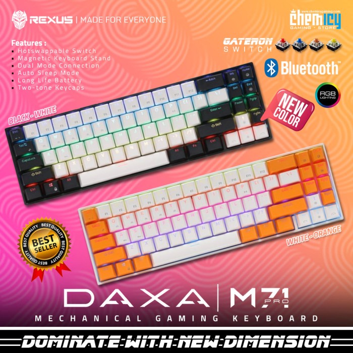 Best Seller Rexus Daxa M71 Pro Rgb Mechanical Gaming Keyboard