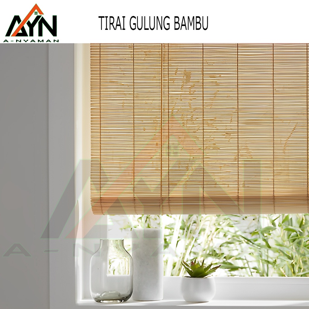 Blind motif tirai bambu polos cod kerey jendela rumah ruangtamu jendela kamar siap pakai