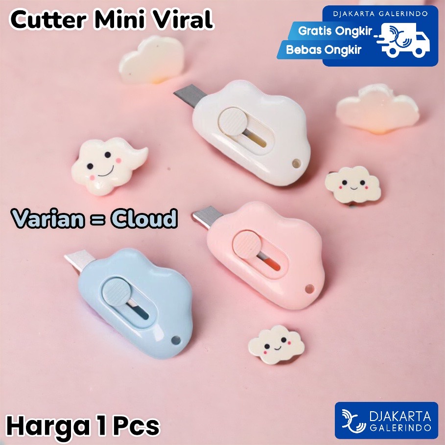 Cutter Mini Lucu Viral Cloud Awan Karakter - Pisau Mini Cloud Awan - Silet Mini
