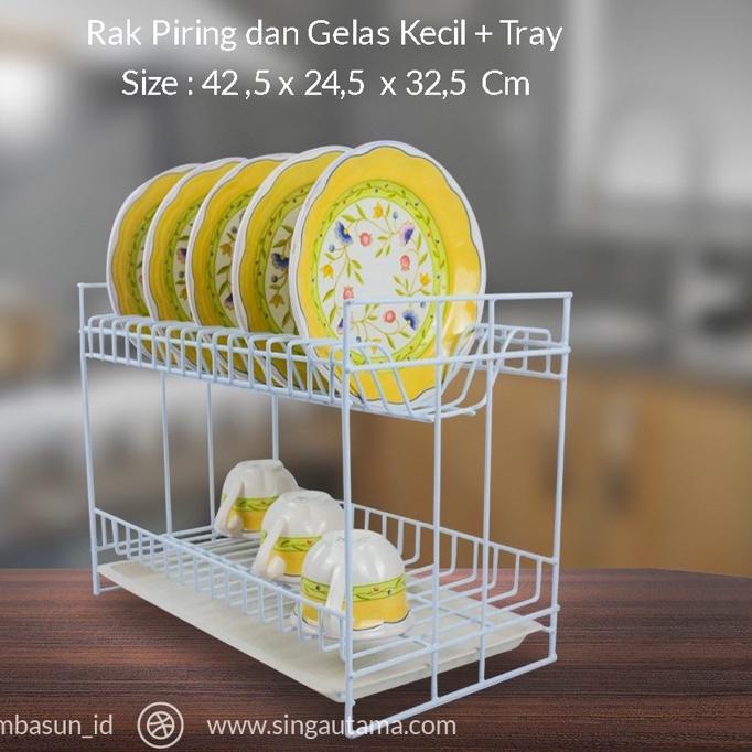➨ Rak Piring Besi Susun 2 Tatakan Nampan Rak Gantung Susun 2 Kitchen Set ( ROSE 394 T ) ♟