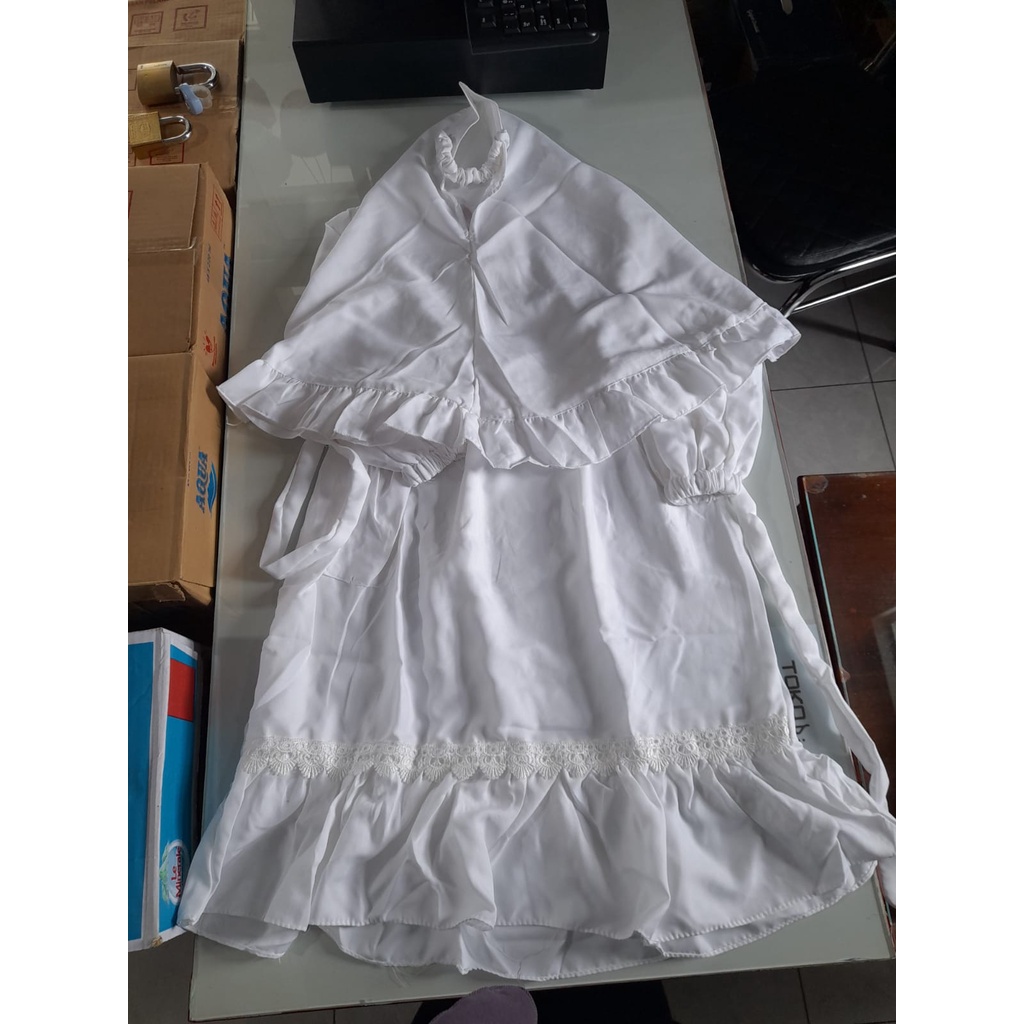 Baju Ihram Anak perempuan/Gamis Anak putih set jilbab