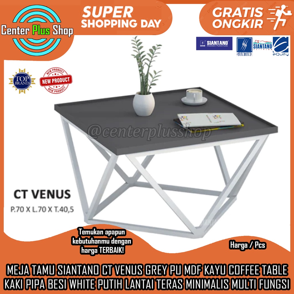 [KARGO] CT VENUS SIANTANO MEJA TAMU KOPI SUSU CAFE RESTORAN COFFEE TABLE FURNITURE PERSEGI SUDUT GRE