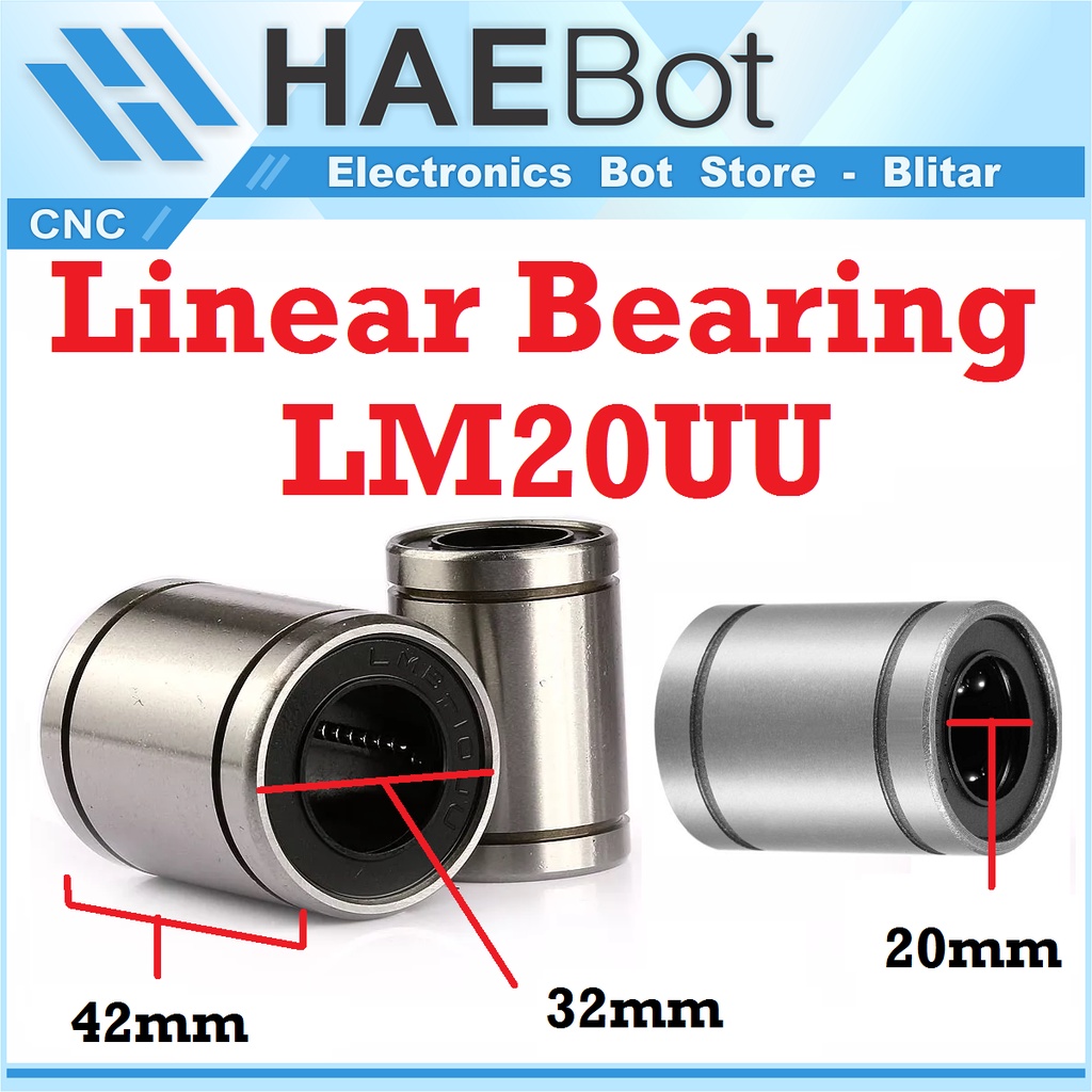 [HAEBOT] LM20UU Linear Motion Bearing Bushing 20mm CNC 3D Printer Mekanik Machine Slider Axis Smooth Rod Besi Klaker