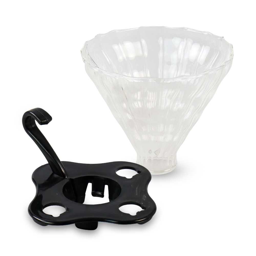 (BISA COD) FTIHSHP DUOLV Wadah Filter Kopi Kaca V60 Reusable Glass Coffee Dripper - SD-8106