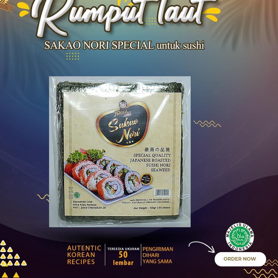 

♠ Special Sakao Nori Sushi Nori Seawees 125 Gram Kimbab Roasted Seaweed ♙