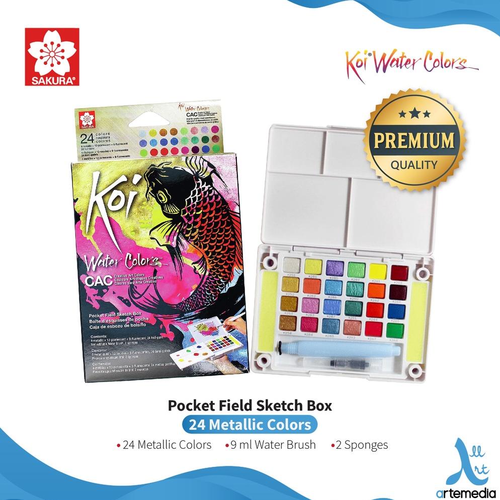 

Cat Air Sakura Koi Watercolor 24 CAC Metallic Pocket Field Sketch Box