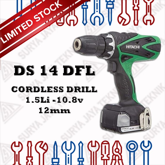 HITACHI DS 14DFL CORDLESS DRIVER DRILL 12mm