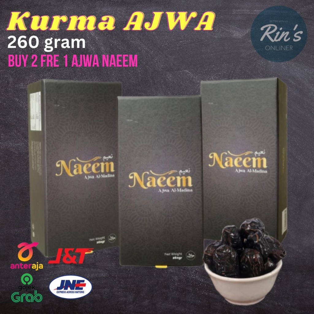 

Kurma Ajwa Naeem Al Madinah 260g Korma Nabi (Buy 2 Get 1)