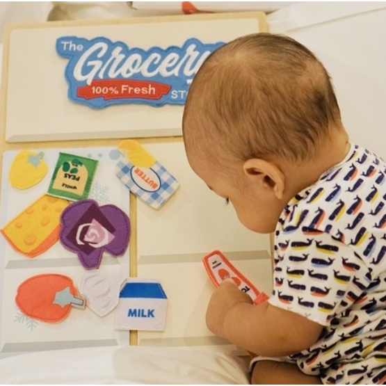 Learning Time Supermarket Shelf -  Mainan Edukasi Anak / Bayi Lemari Super Market Pasar Grocery Pretend Play Usia 0-1 Tahun