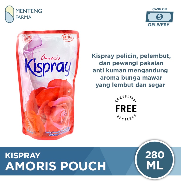 Kispray Pewangi dan Pelembut Refill Pouch Amoris 280 mL - Pewangi dan Pelembut Pakaian