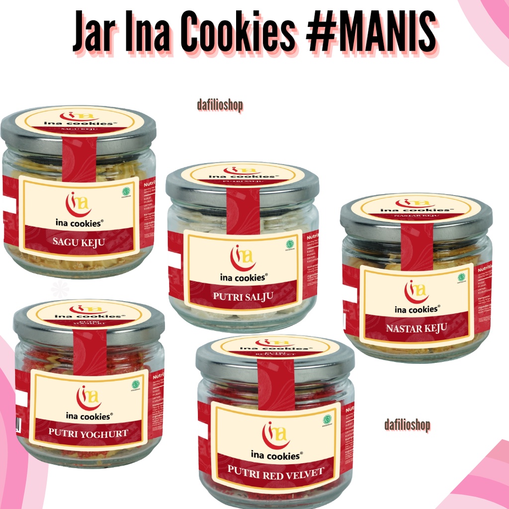 Ina Cookies Jar Kaca Kue Kering Varian Manis Asin Coklat Cokelat Sagu Keju Nastar keju Putri Salju R