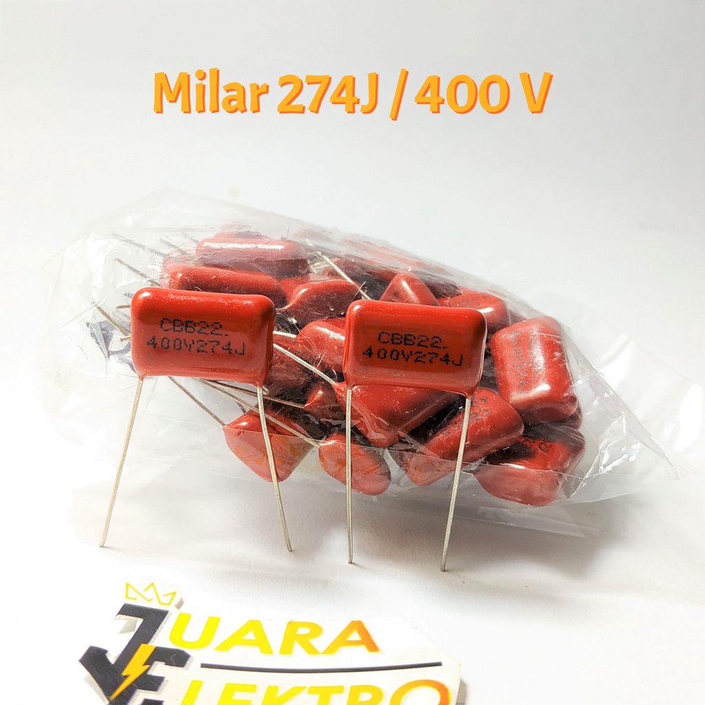 Capasitor Milar 274J / 400V Merah | Kapasitor Milar 274 J / 400 Volt