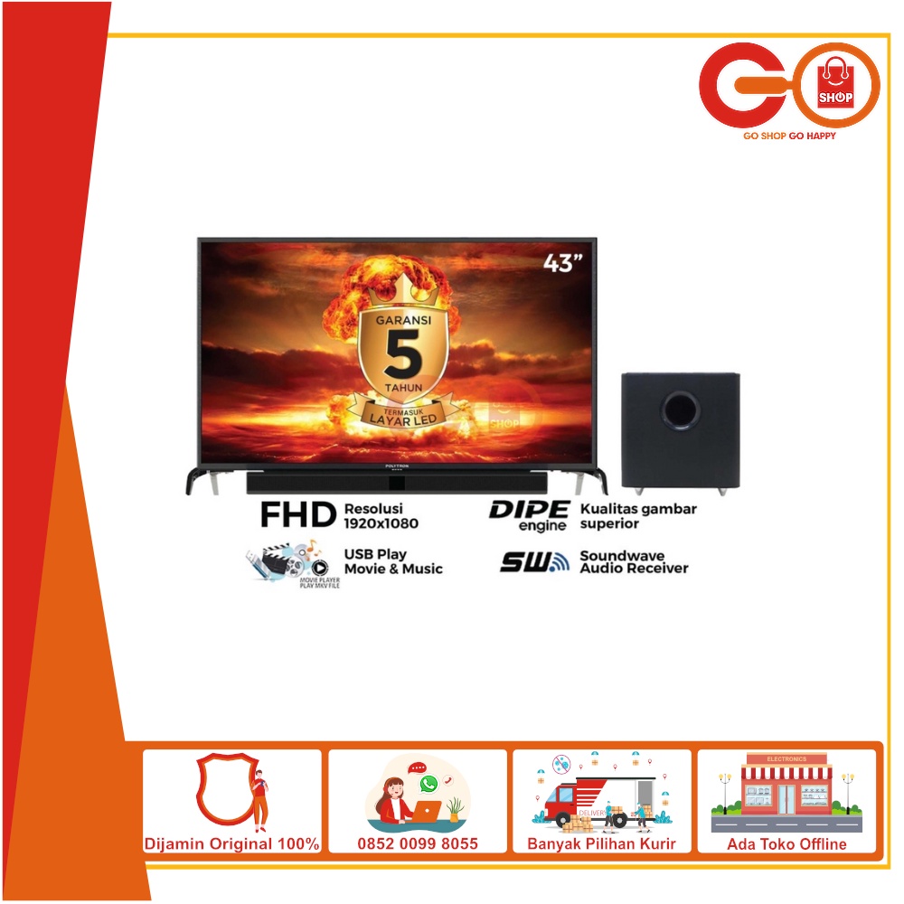 Polytron Digital TV Cinemax Soundbar 43″ – PLD 43BV1558 PLD 43BV1558