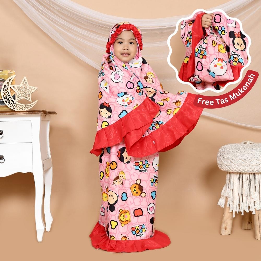 Alesha Mukena Anak Perempuan usia 1 - 6 Tahun ( kids Size M / L / XL ) - Tsum-Tsum Pink