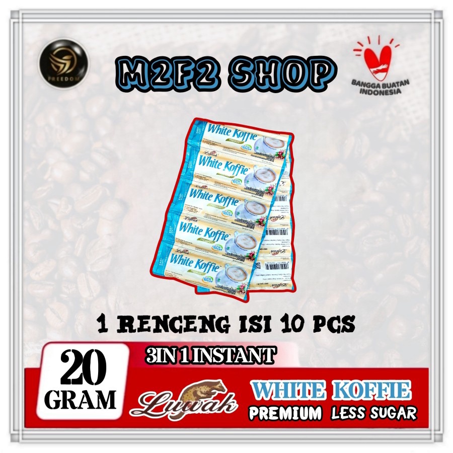

Kopi Luwak White Koffie Premium Less Sugar Sachet - 20 gr (Kemasan Renceng)