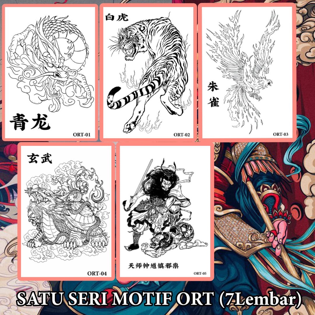 TATOMANIA-GROSIR 7 lembar Tato Temporer Semi Permanen Motif ORIENTAL
