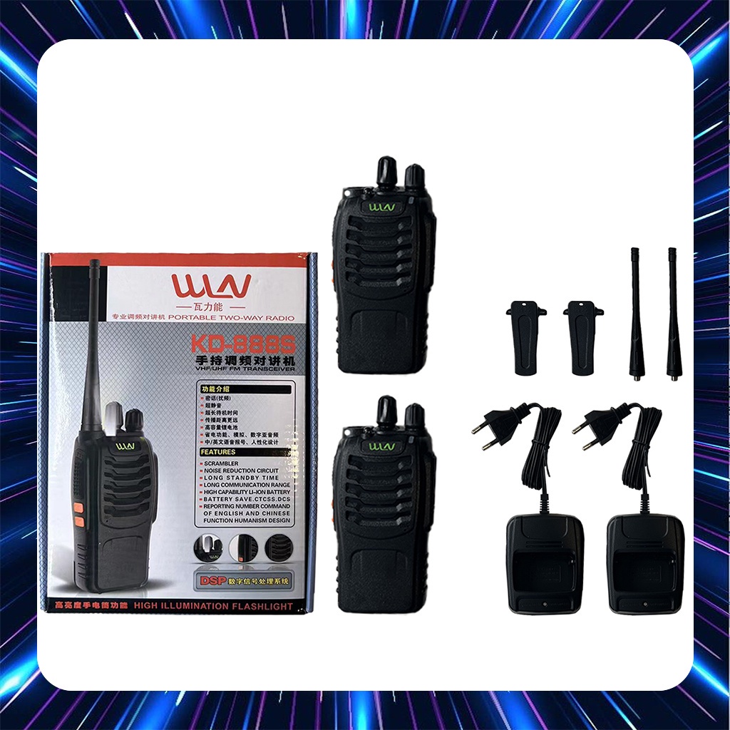 Handy Talky HT WLN 888S UHF TWO WAY RADIO Hitam walkie talkie 2 UNIT