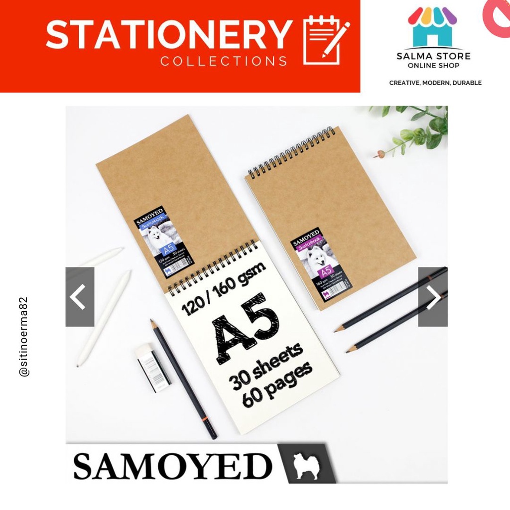 

Buku Gambar / Sketsa / Drawing / Sketch Book / Pad / Sketchbook / Sketchpad A5 120 / 160 gsm Samoyed SKTB-NU-A5