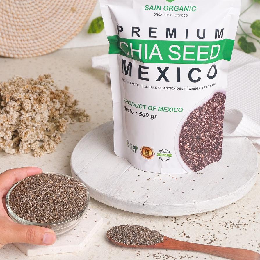 

☀ Chia Seed Organic Mexico untuk Diet Freshly 500 gram Black Cia Seed Organik fresly Biji Chia Seeds ✼