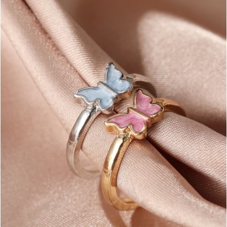 【COD】Cincin Kupu-kupu Yang Dapat Disesuaikan Elegan Sederhana Desain Cincin Emas Aksesoris Perhiasan Fashion Wanita