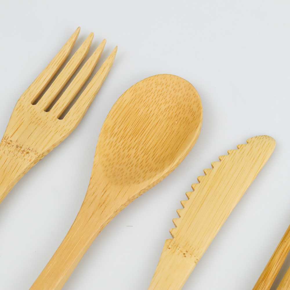 (BISA COD) FTIHSHP  Cutlery Set Perlengkapan Makan Japanese Style Bamboo - EA02510