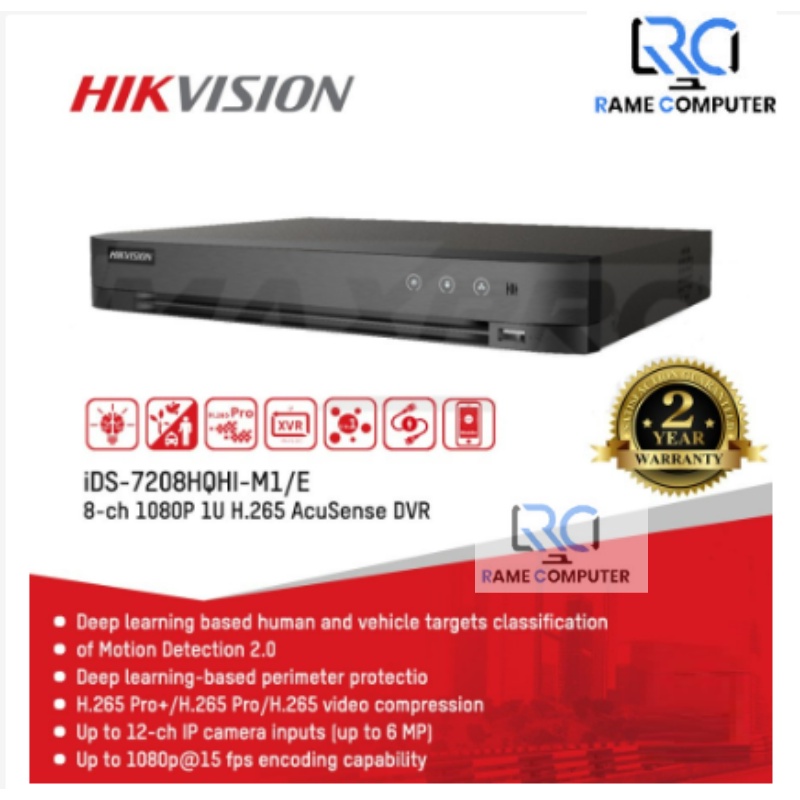 iDS-7208HQHI-M1/E - HIKVISION DVR 8CH ACUSENSE SUPPORT AUDIO