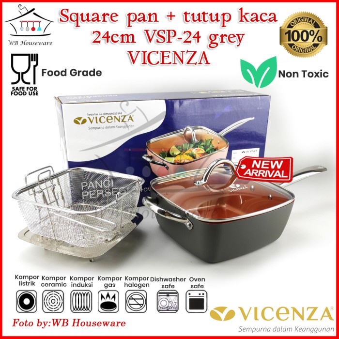 Terlaris Square Pan Vicenza 24Cm Vsp24 Square Deep Fryer Panci Listrik Induksi