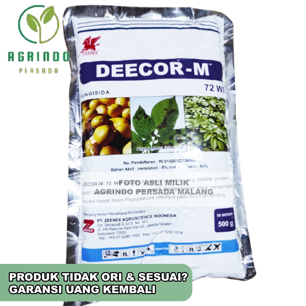 Fungisida DEECOR-M 72 WP 500gram| Deecor M 500gram | Fungisida Metalaksil 8% + Mankozeb 64%