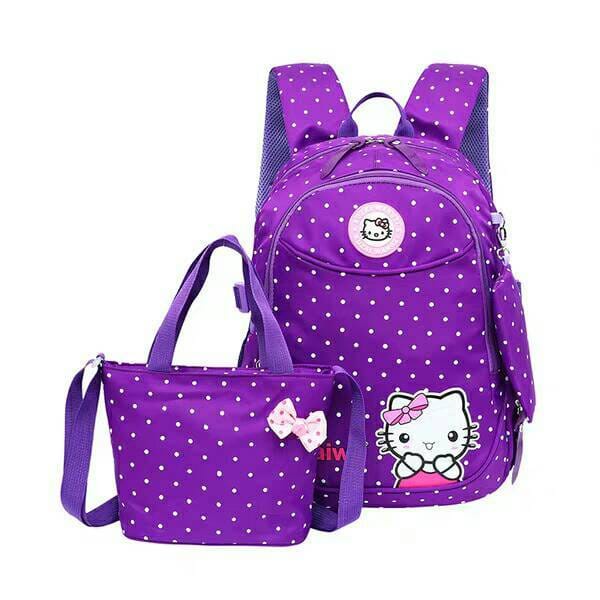 &quot;aurabagss&quot; - Beli 1 Dapat 3 &quot;HELLO KITTY&quot; Tas Anak SET 3 IN 1 Tas Ransel Anak Perempuan Tas Anak Sekolah TK SD Backpack Anak Perempuan Multifungsi Keren Trendy Stylish High Quality Harga Terjangkau