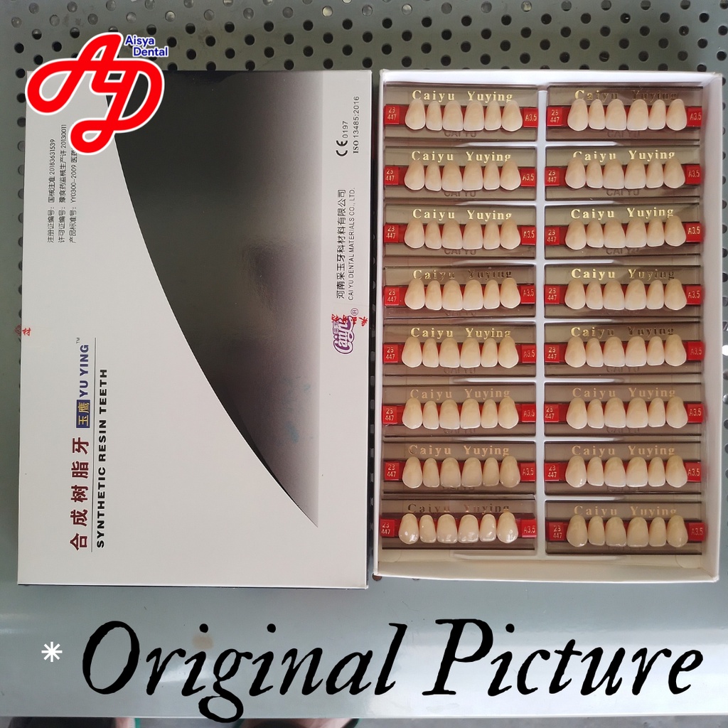 Gigi Palsu Depan Atas Caiyu yuying (Anterior Upper) Gigi sintetis per Kotak/box/pack/dus Isi 16 Papa