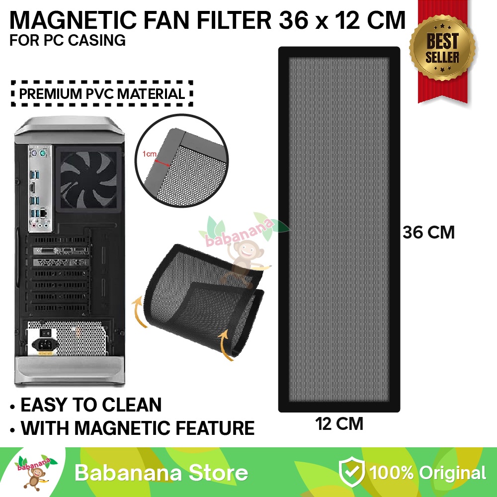 Magnetic Pc Fan Dust Filter Debu Kipas 12x36cm Magnet Casing Desktop