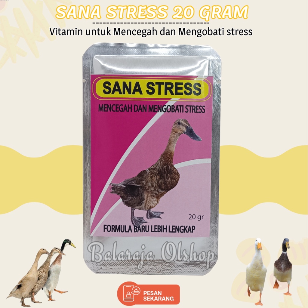 Obat Anti Stress Bebek Itik Unggas - Sana Stress 20 Gram - Mencegah &amp; Mengobati Stres Bebek - Tambah Nafsu Makan &amp; Metabolisme Imun Daya Tahan Tubuh Sanastress