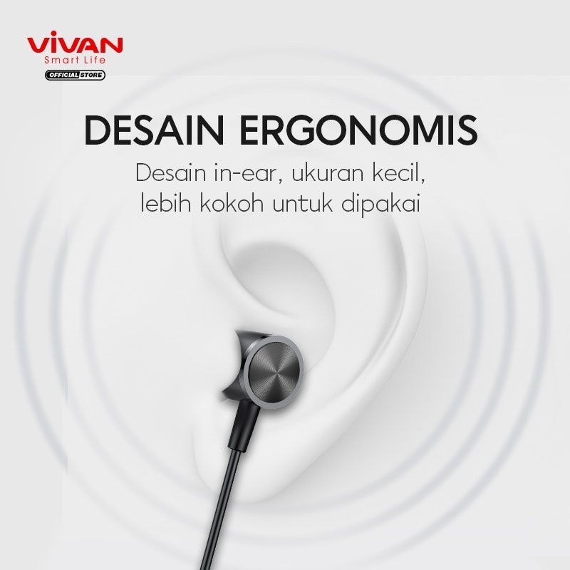 Vivan Q11S Wired Earphone In-ear Metal HF Bass Ergonomic Jack 3.5mm