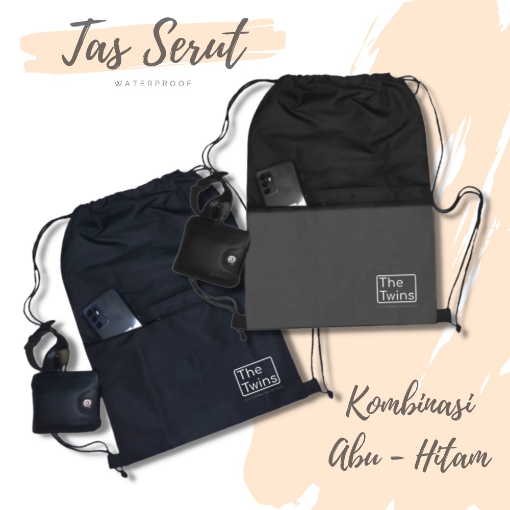 Tas Ransel Serut Taslan Running String Bag Hampers Waterproof