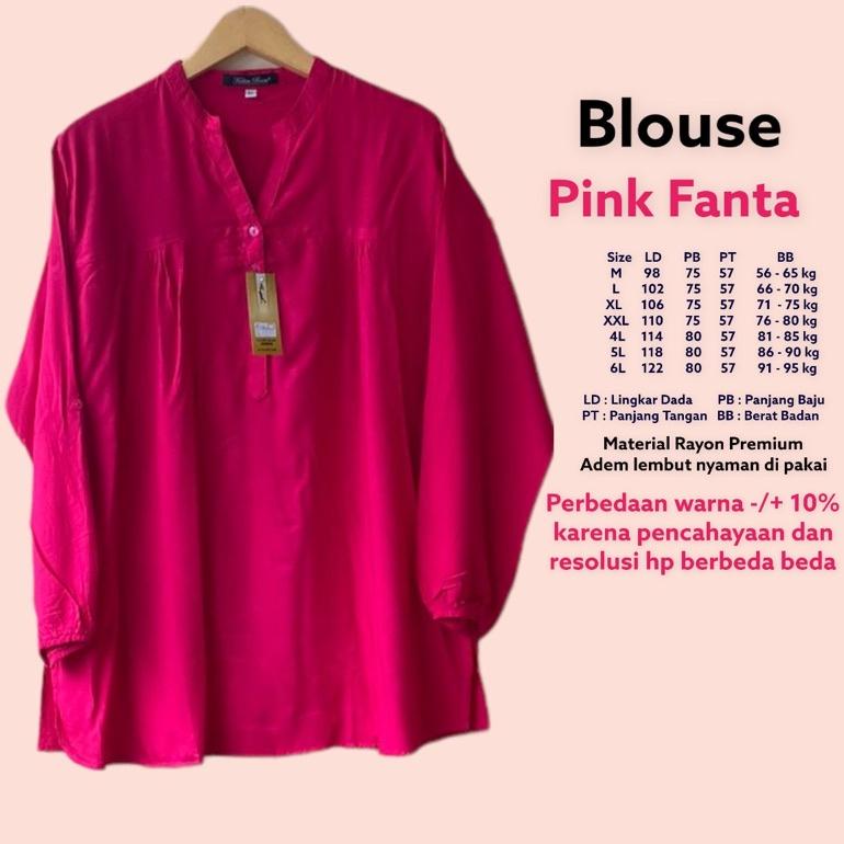 [ART. 2585 Blouse atasan kemeja polos big size Pink Fanta baju wanita kerja pakaian cewek kekinian p