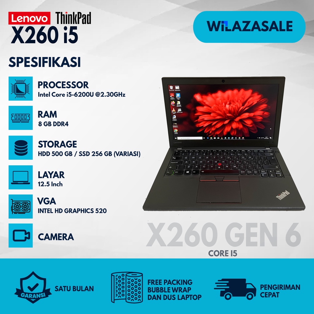 LAPTOP SLIM GEN 6 LENOVO THINKPAD X260 CORE I5