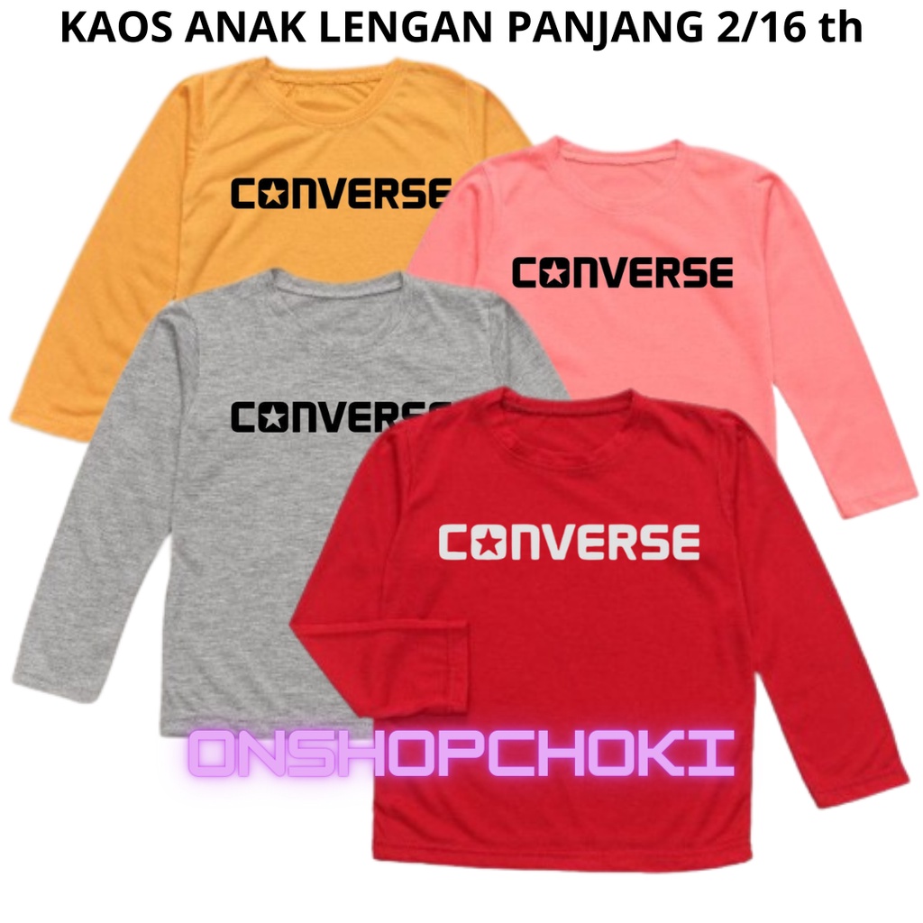 Kaos Anak Lengan Panjang Gambar CONVS3 Unisex Cowok Cewek Usia 2-16th Kaos oblong anak lengan panjang