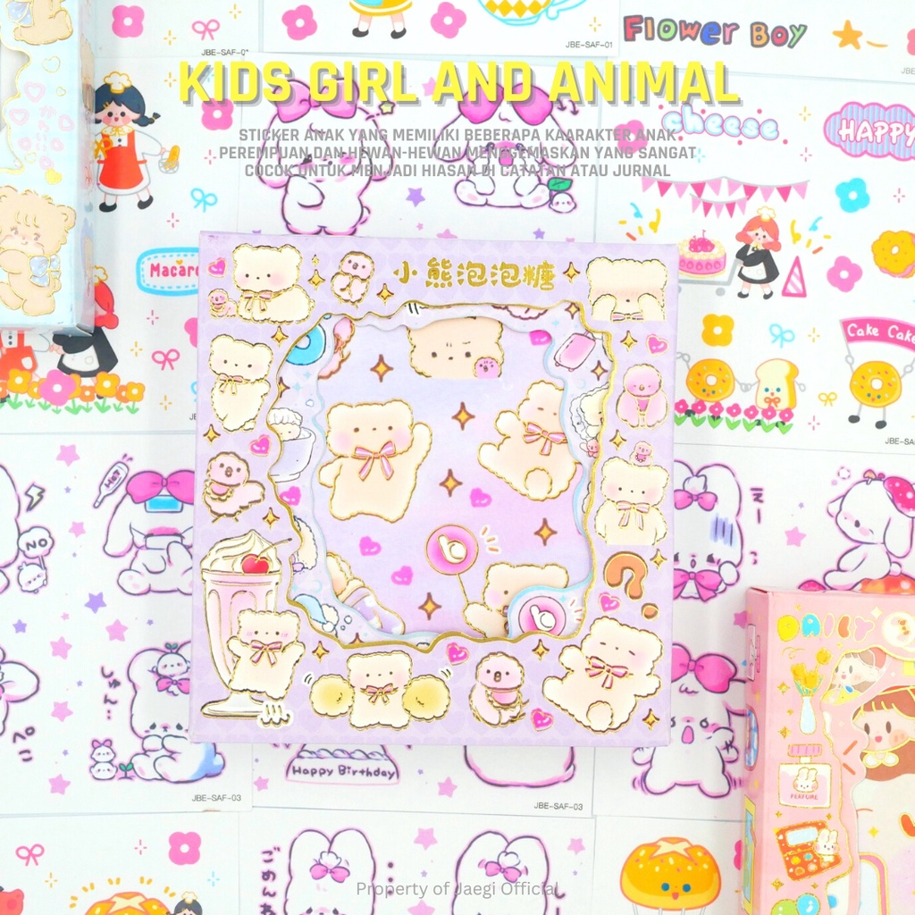 

JAEGi - Premium Books Sticker Korea Aesthetic Kids Girl And Animal Edition 10 lembar