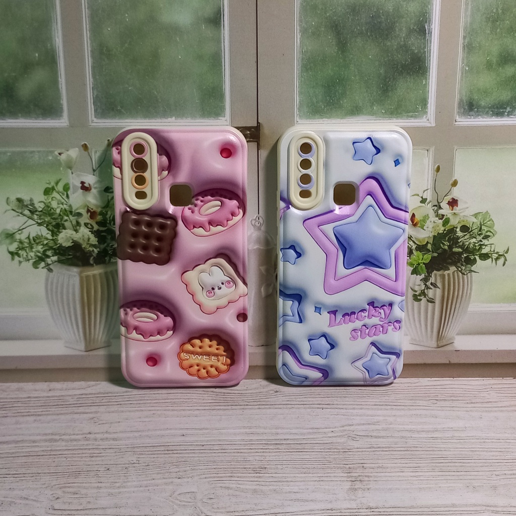 Case Vivo 1901 1902 1904 1906 2007 Softcase 3D Motif Cookies and Star Vivo Y11 Y12 Y15 Y17 Y12i