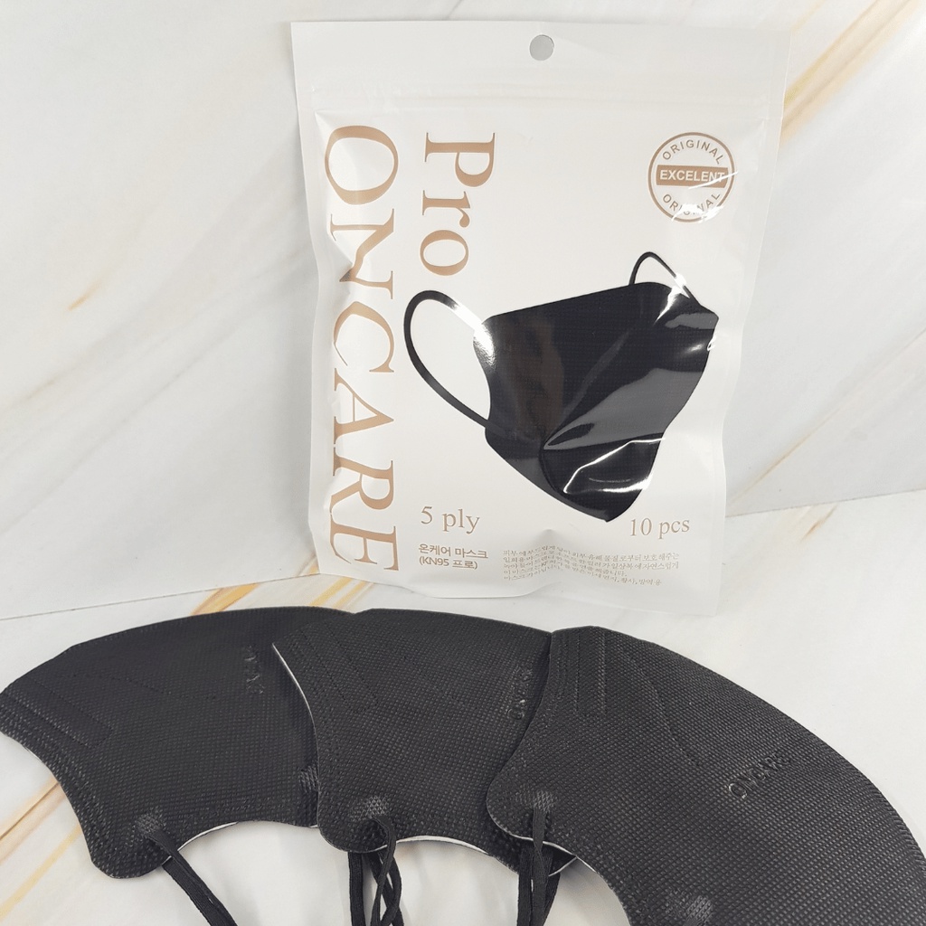 ENZ ® MASKER KN95 PRO PLUS 5PLY ONCARE HITAM PUTIH WARNA ISI 10PCS / KN95 MOUSON PRO / KN95 FFP2 ISI 10PCS / 50 PCS 1047