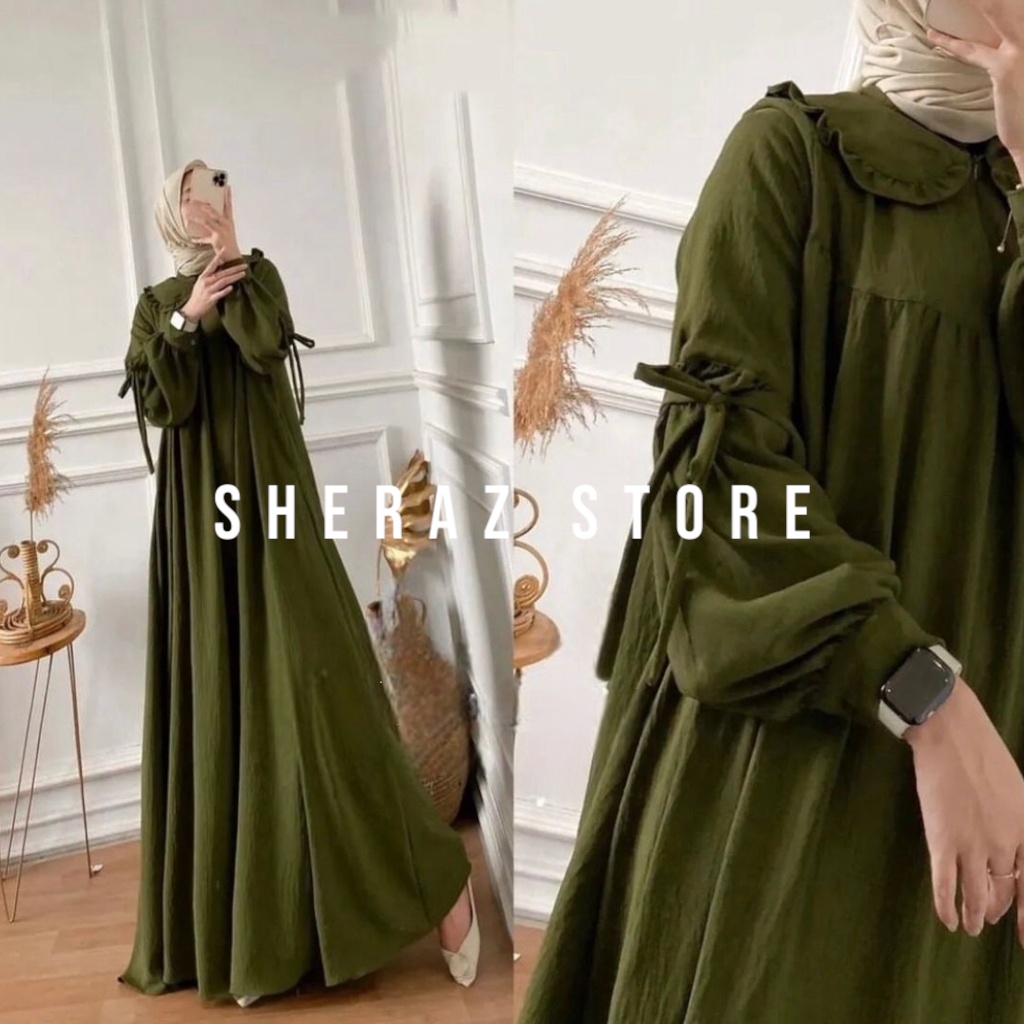 ERINA MAXI S M L XL XXL XXXL 5L Gamis Dress Crinkle Airflow Polos Wanita Jumbo Ld 120 130 140 Terbaru 2023