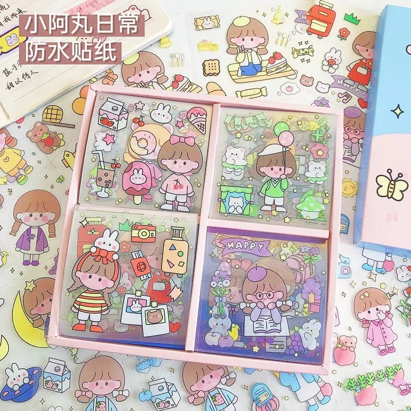 (ENCER) Sticker Motif Kartun Kawaii Sticker Lucu Scrapbook DIY Sticker lembaran lucu