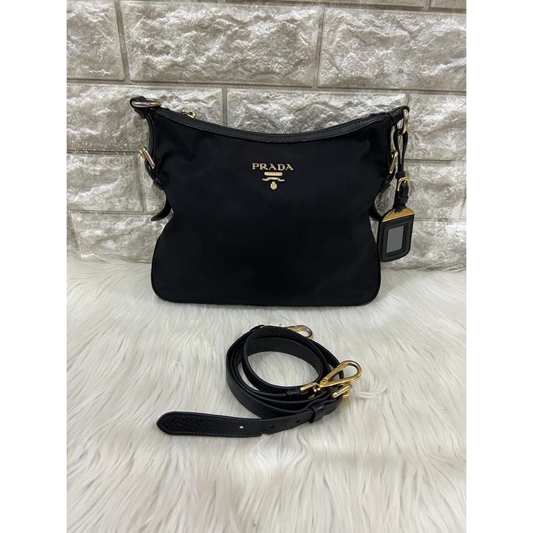 Tas Wanita Authentic Sling Bag Prada Tessuto in Black Original Branded Preloved