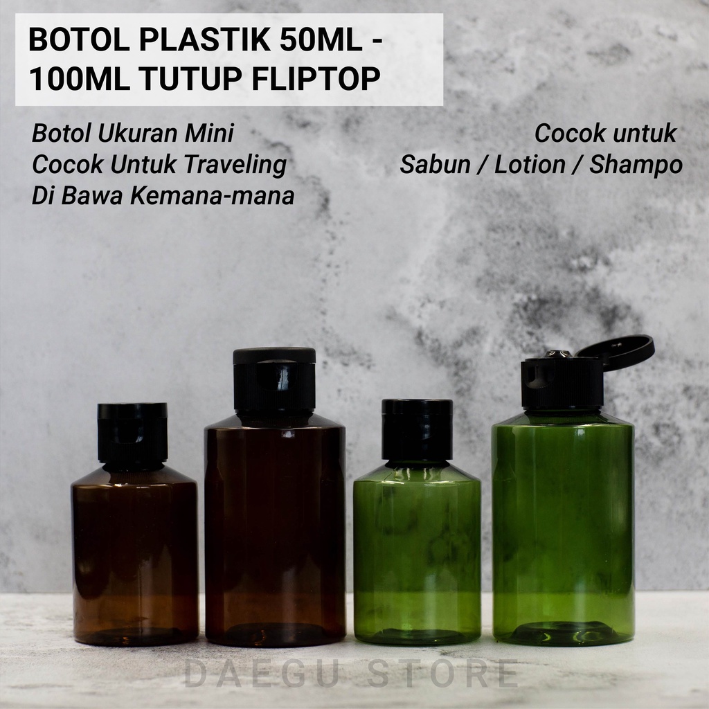 Botol PETG 50ml 100ml FLIP TOP Import - Sabun Shampo Lotion Sanitizer