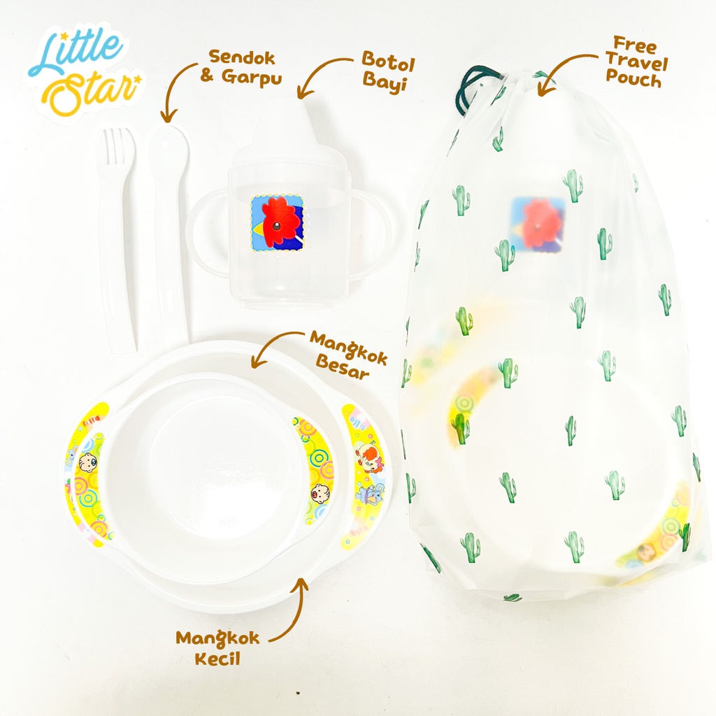 LS 6in1 Baby Gift Bag Feeding Set Paket Perlengkapan Makan Bayi Baru Lahir Newborn Mpasi