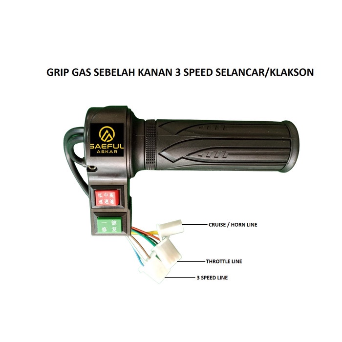 Grip Gas Sebelah Kanan 3 Speed Tombol Selancar Sepeda Listrik #Original