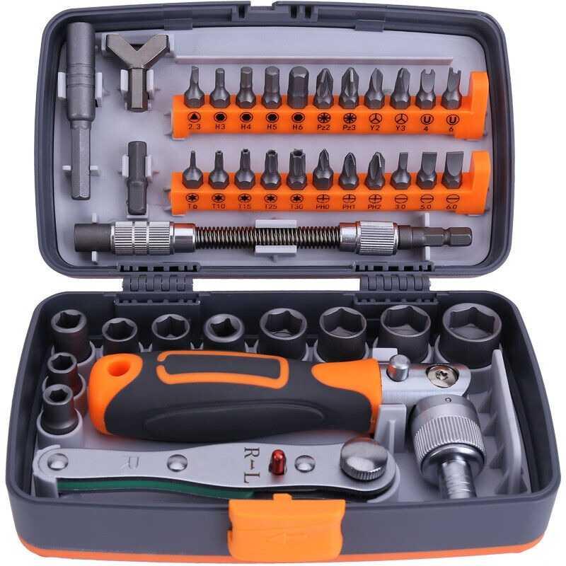 Set Kunci Ratchet Screwdriver Household Repair Tools 38in1 - 2880A - Gray/Orange