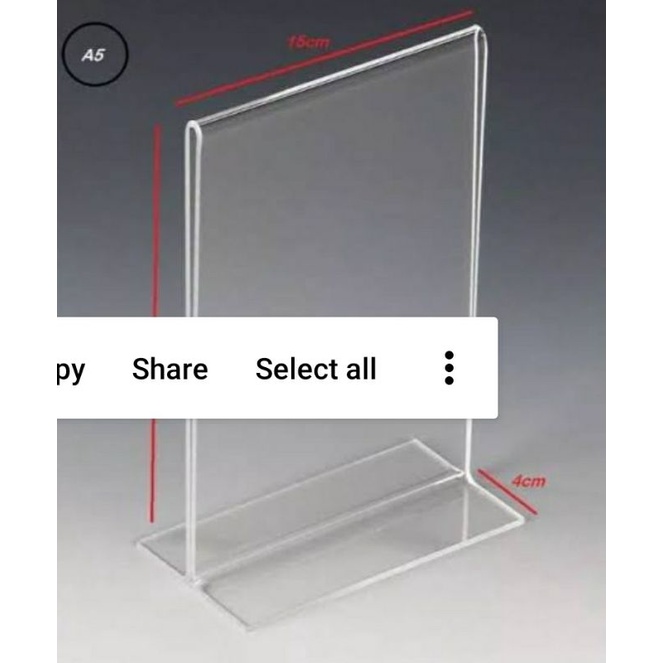 

ACRILYC TENT HOLDER (A5)