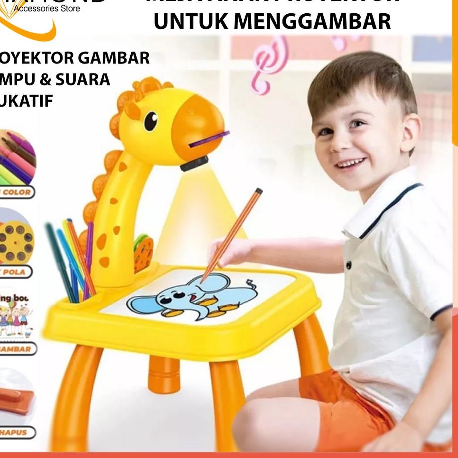 ✽ MEJA BELAJAR ANAK GAMBAR PROYEKTOR MOTIF JERAPAH / MEJA PROYEKTOR ANAK PANDUAN GAMBAR ♩