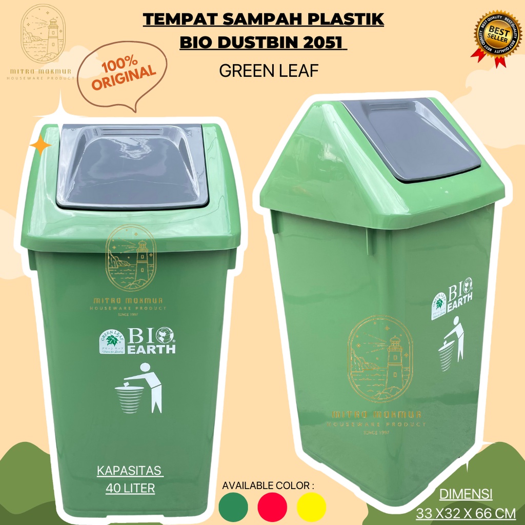 SALE!! TEMPAT SAMPAH 40 LITER GREEN LEAF 2051 / BIO DUSTBIN 40 LITER